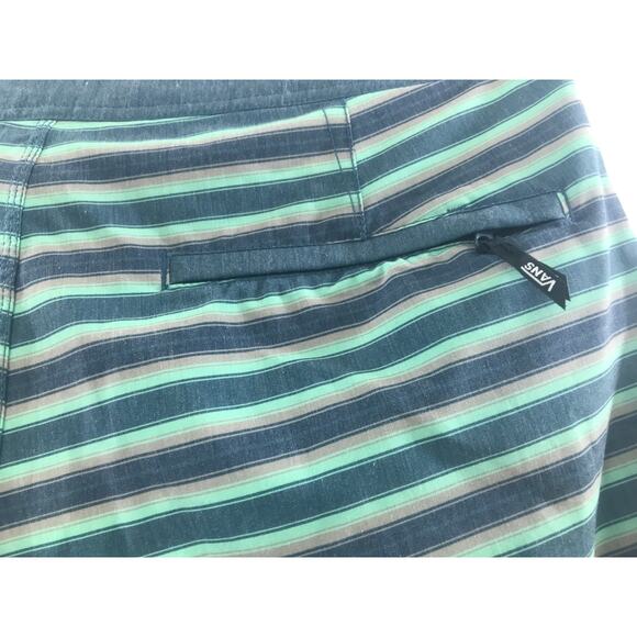 Men's Vans Four-Way Stretch green tan Striped Board Shorts 34 New - Picture 5 of 8